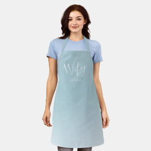 Tablier wifey bleu turquoise simple personnalisé
