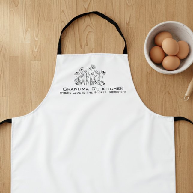 Tablier Wildflower Sketch Grandma Kitchen (Wildflower sketch Grandma kitchen apron)