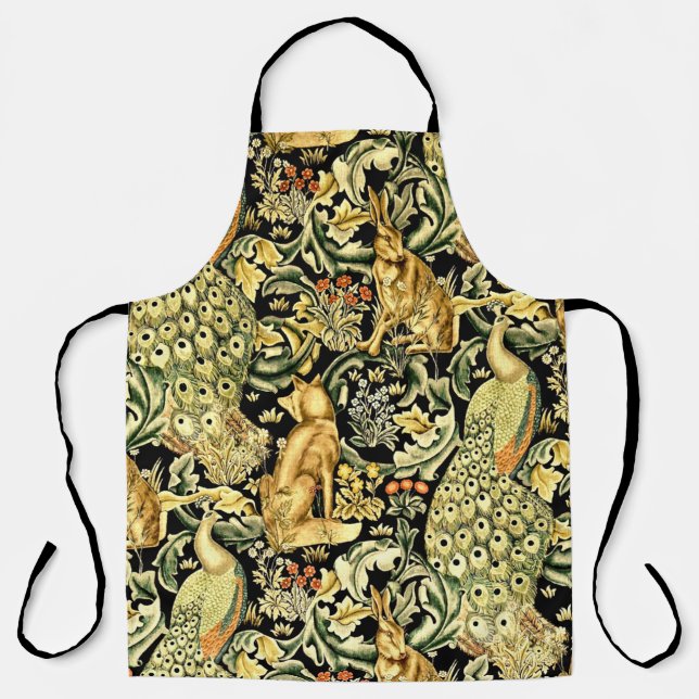 Tablier William Morris Forêt Tapisserie Fox Hare Peacock (Recto)