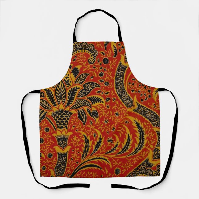 Tablier William Morris Inde Floral rouge (Recto)
