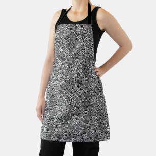Tablier William Morris Indien, noir et blanc