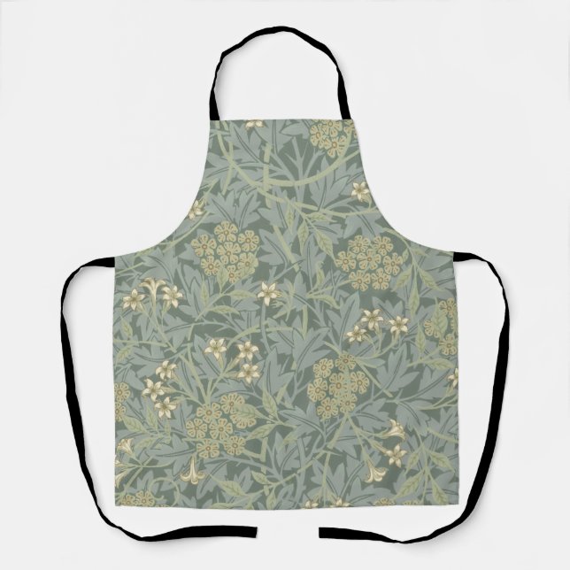 Tablier William Morris Jasmine Bleu Vert Art Botanique (Recto)