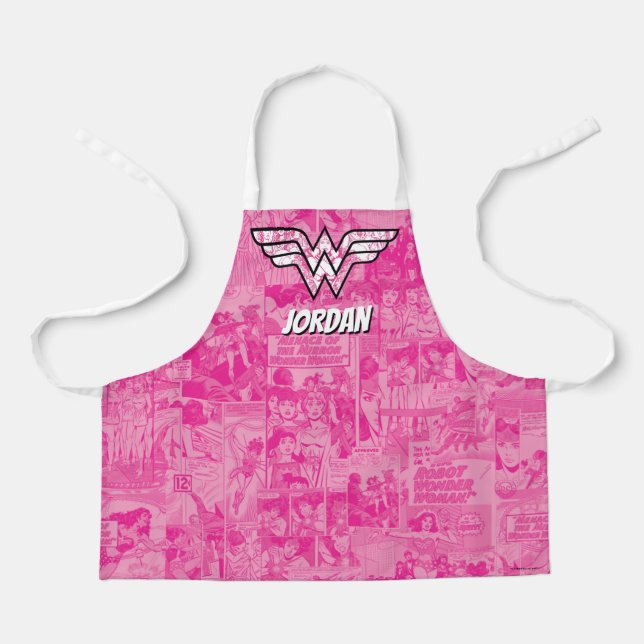 Tablier Wonder Woman Pink Comic Book Collage Logo (Recto)