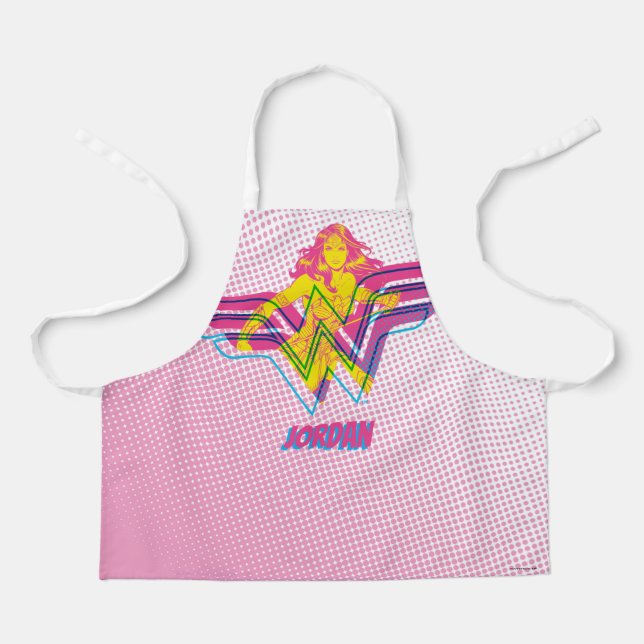 Tablier Wonder Woman Yellow Pink Comic Art Logo (Recto)