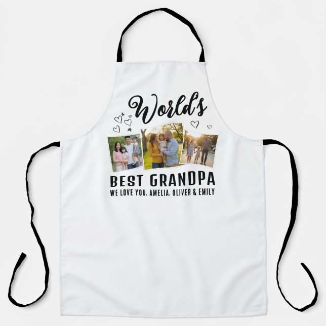 Tablier World's Best Grandpa Custom 3 Photo Collage (Recto)