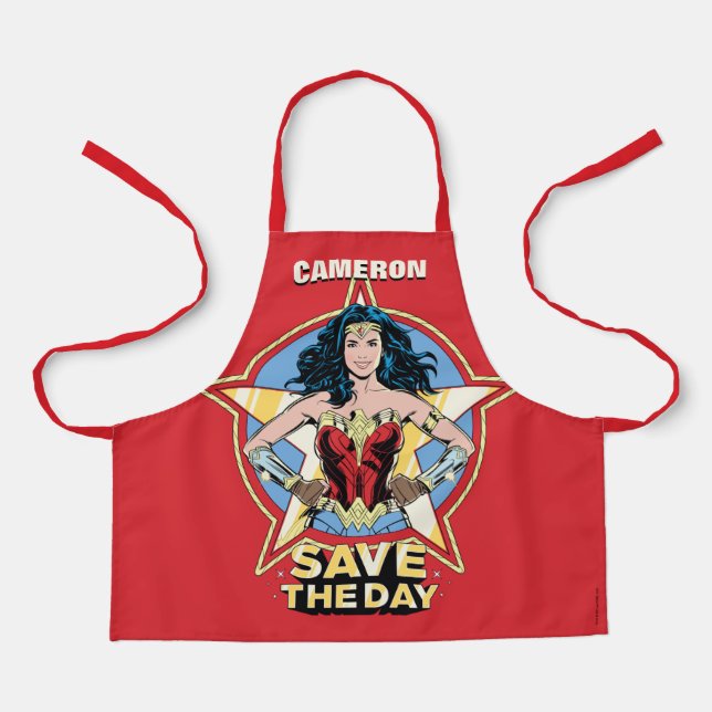 Tablier WW84 | Save the Day Wonder Woman Retro Comic Art (Recto)