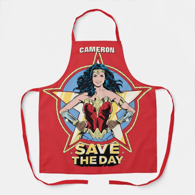 Tablier WW84 | Save the Day Wonder Woman Retro Comic Art (Recto)