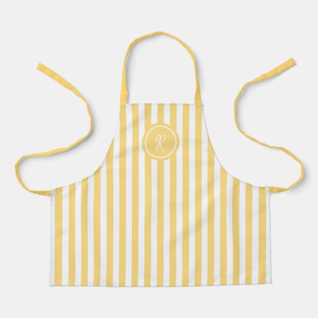 Tablier Yellow French Beach Stripe Personnalisé Monogramme (Recto)