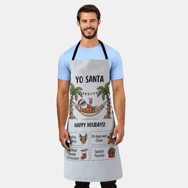 Tablier Yo Santa Drôle Été Noël Tropical Vacances (Porté)