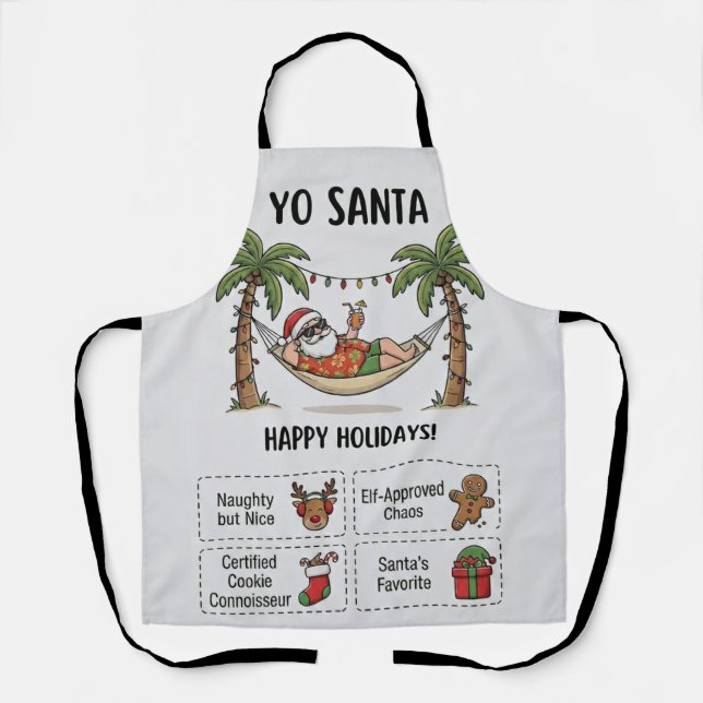 Tablier Yo Santa Funny Summer Christmas Tropical Holiday (Recto)