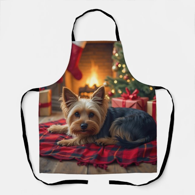 Tablier Yorkshire Terrier Cozy Christmas Evening Painting (Recto)