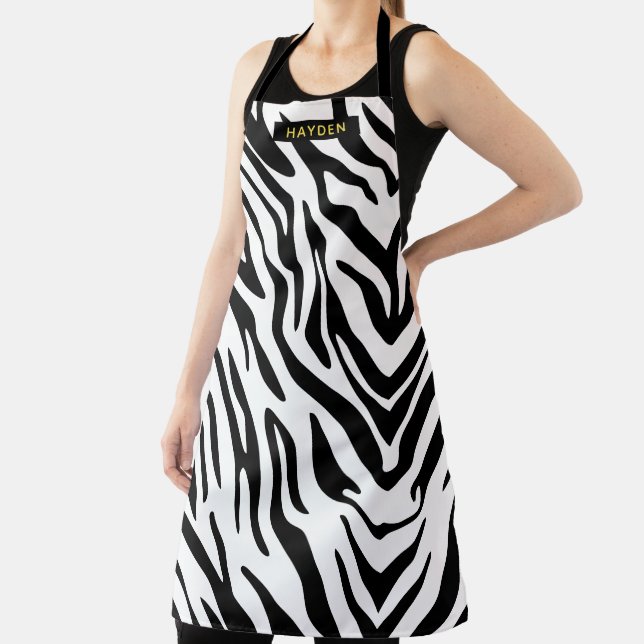 Tablier Zebra Stripes personnalise le noir (Insitu)