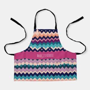 Tablier Zig zagging pastel Rose Navy Motif rétro