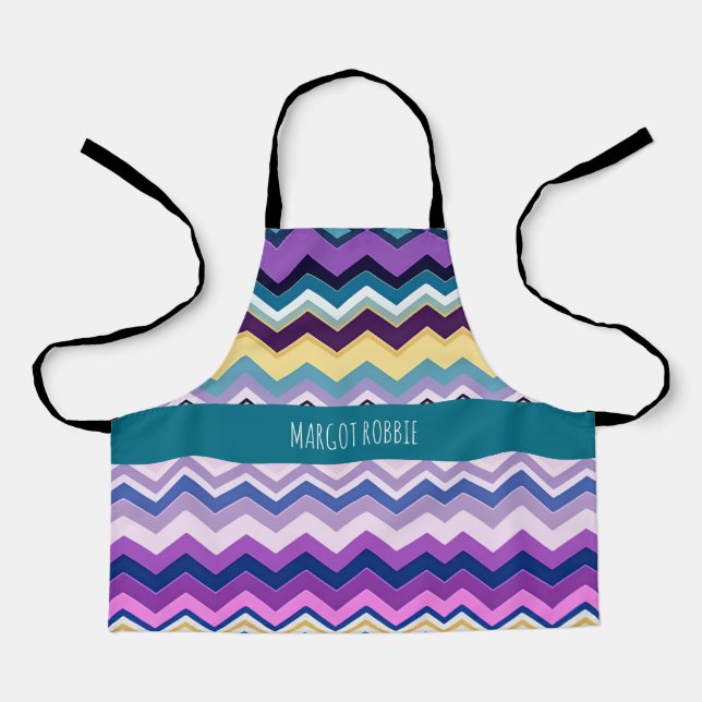 Tablier Zig Zagging Pastel Violet Motif rétro (Recto)