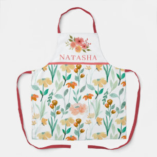 Tabliers à motif floral de Noël personnalisé