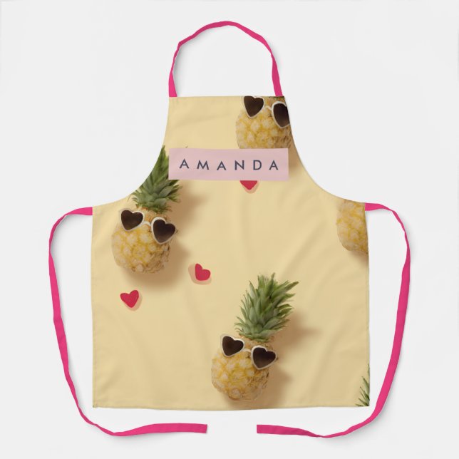 Tabliers avec motif de ananas mignon personnalisé (Recto)