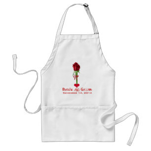 Tabliers de mariage Funky Fonts Roses Rouges