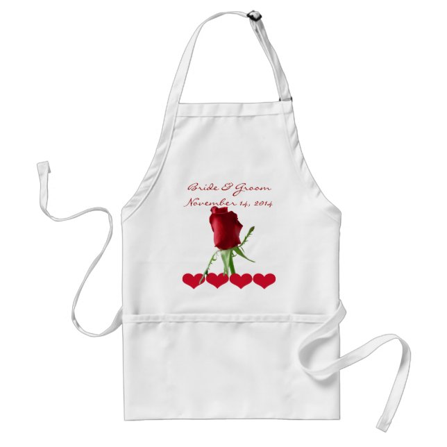 Tabliers de mariage Rose Rouge (Devant)