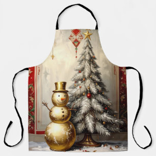 Tabliers de vacances de Noël bonhomme de neige dor