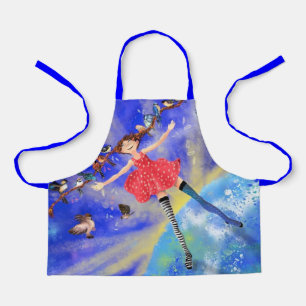 Tabliers Fille Heureuse et Oiseaux de Printemps