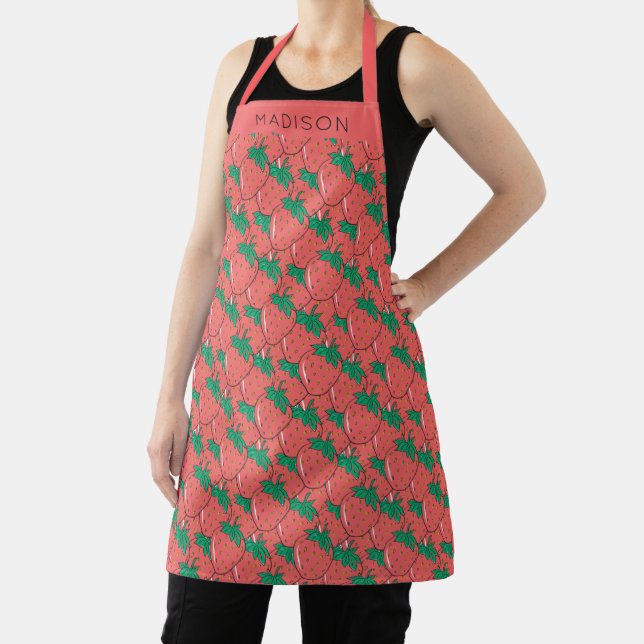 Tabliers Motifs de fraises de nom personnalisé (Insitu)