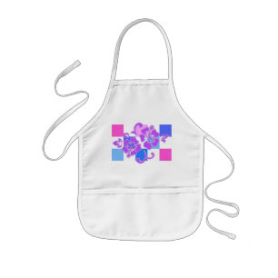 Tabliers pour enfants à motif d'hibiscus à damier