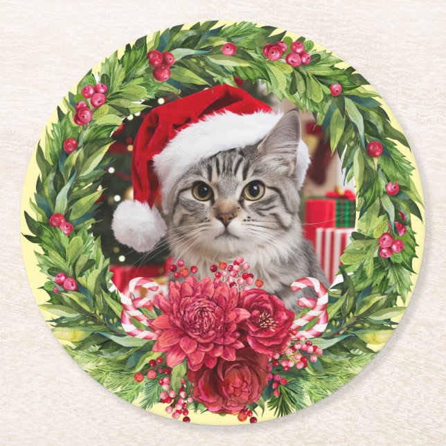 Täbris-Weihnachtskranz-Untersetzer Runder Pappuntersetzer (Vorderseite)