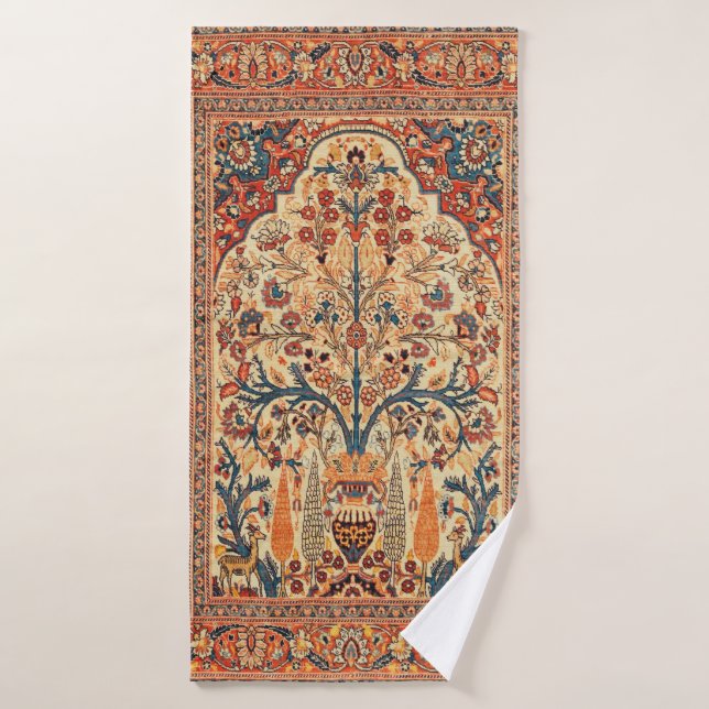 Tabriz Lebensbaum Perserteppichdruck Badehandtuch (Badehandtuch)
