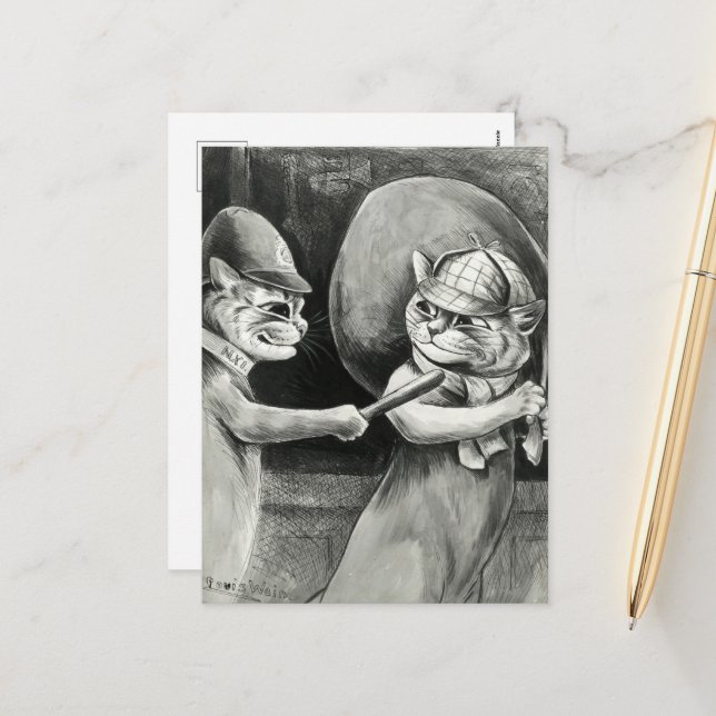 Tabs Pawnbroker von Louis Wain Feiertagspostkarte (Vorderseite/Rückseite Beispiel)