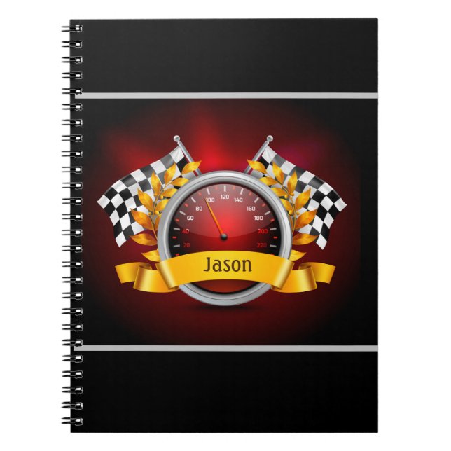 Tachometer Auto-Renn-Themen-Notizbuch Notizblock (Vorderseite)