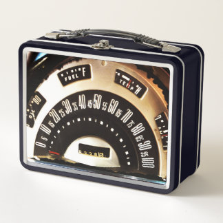 Tachometer mit Messgeräten eines klassischen Autos Metall Brotdose