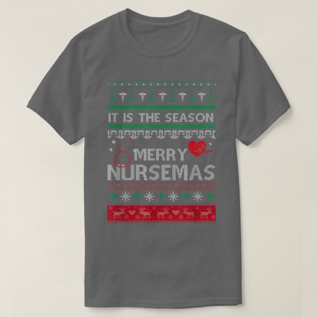 Tachy Nurse Ugly Christmas Sweater Doktor Medical  T-Shirt (Design vorne)