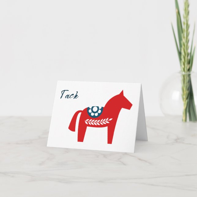 Tack Dala Horse Swedish Danke Karte (Vorderseite)