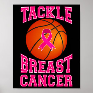 Tackle Basketball Pink Ribbon Brustkrebs Awaren Poster