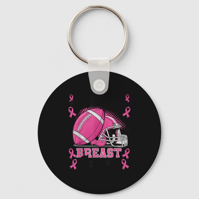 Tackle Breast Cancer Awareness Nk Ribbon Football  Schlüsselanhänger (Vorderseite)