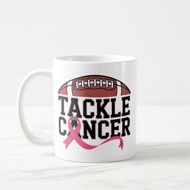 Tackle Cancer Pink Ribbon Design Kaffeetasse (Links)