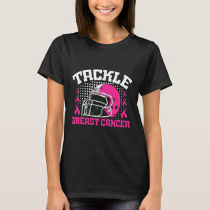 Tackle Football Breast Cancer Awareness Pink Ribbo T-Shirt