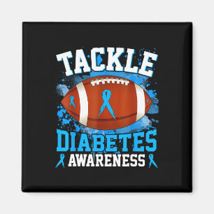 Tackle Football Diabetes Awareness Blue Ribbon Boy Magnet