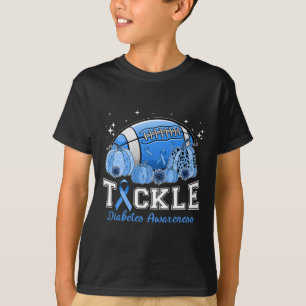 Tackle Football Diabetes Blue Ribbon Dibetes Aware T-Shirt