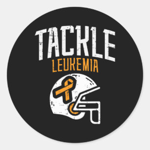 Tackle Leukemia Helmet Orange Ribbon Blood Runder Aufkleber