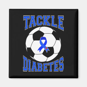 Tackle Soccer Blue Ribbon Diabetes-Bewusstseins-Ka Magnet