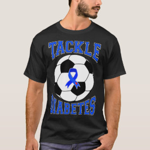 Tackle Soccer Blue Ribbon Diabetes-Bewusstseins-Ka T-Shirt