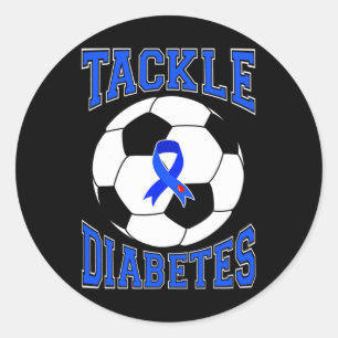Tackle Soccle Blue Ribbon Tackle Diabetes Awarenes Runder Aufkleber