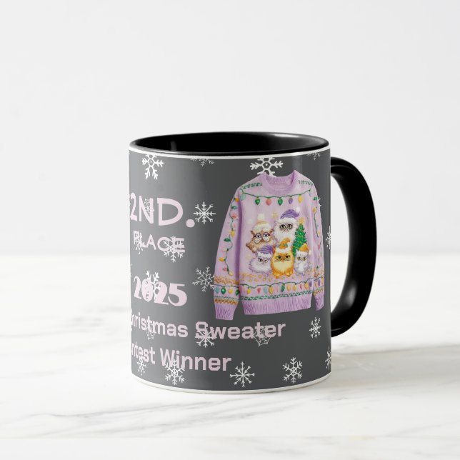 Tacky-Christmas-Pullover 2. Platz Gewinner Contest Tasse (VorderseiteRechts)