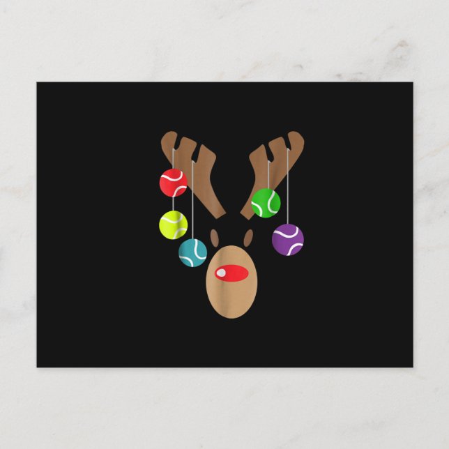 Tacky Christmas Tennis Rentier mit Tennisball Einladungspostkarte (Vorderseite)