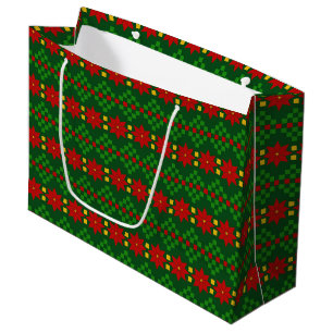 Tacky Sweater Style Christmas Poinsettias Große Geschenktüte