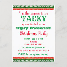Tacky Ugly Sweater Christmas Party Einladung Postkarte
