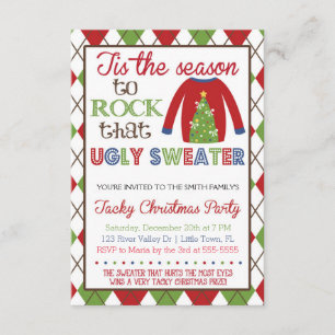 Tacky Ugly Sweater Feiertag Party Einladung