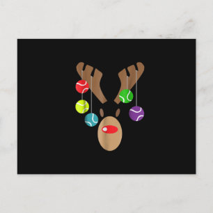 Tacky Weihnachten Tennis Rentier mit Tennisball Einladungspostkarte