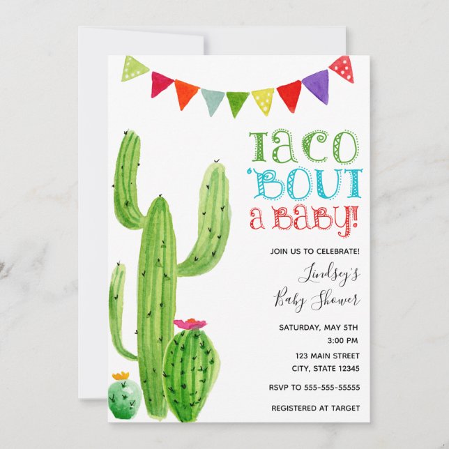 Taco à propos d'un bébé ! Invitation d'anniversair (Devant)